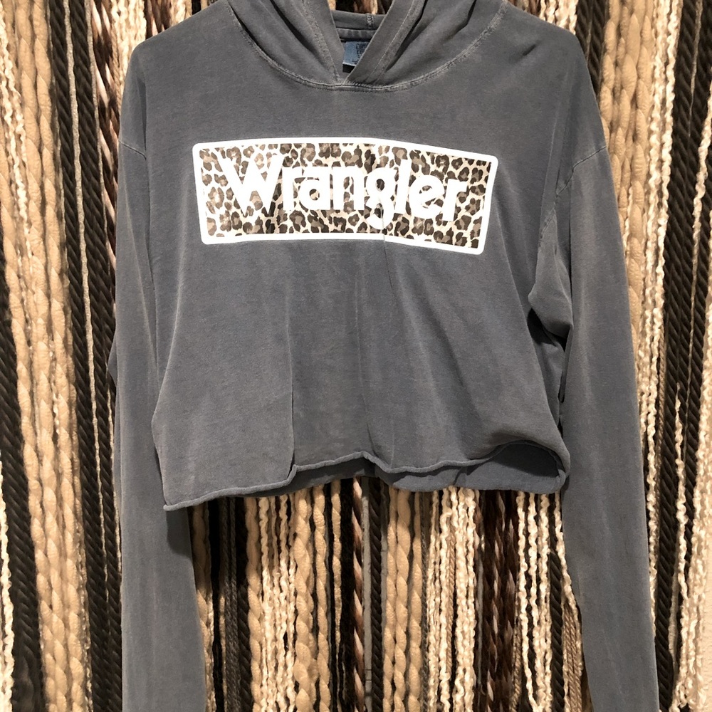 Wrangler logo cropped hoodie tee long sleeve